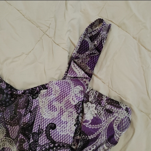 Torrid 24 Black Purple Floral Print Mini Dress - Picture 5 of 6